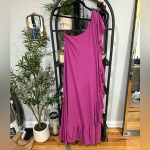 Free People Beach One-Shoulder Fuchsia Dress size large